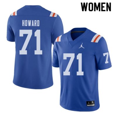 Women's Florida Gators #71 Chris Howard NCAA Jordan Brand Royal Throwback Alternate Authentic Stitched College Football Jersey VCB1562QX